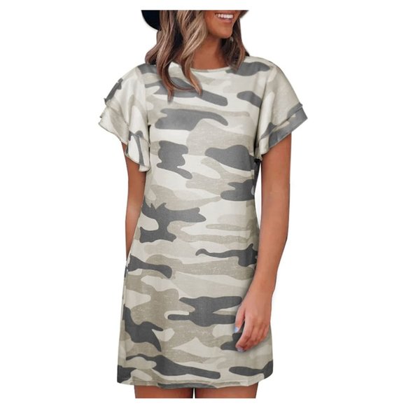 Camo Print Shift Dress, Size Small - Picture 6 of 12